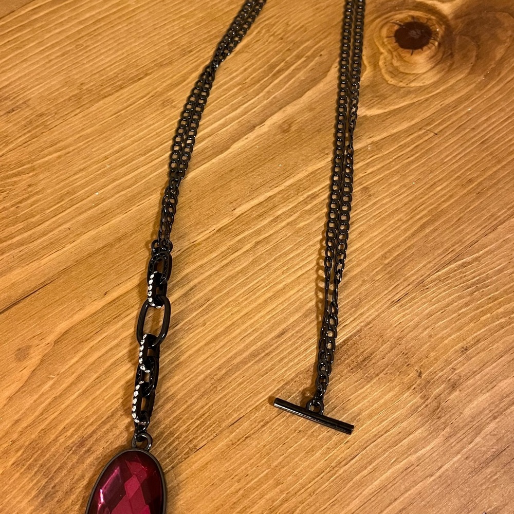 Vintage Cranberry red jewelry set w/ necklace, bracelet & earrings - Picture 4 of 5